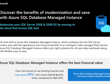 Discover the benefits of modernization and save with Azure SQL Database Managed Instance