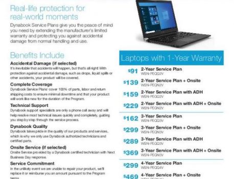 Dynabook Service Plans – Onsite and ADH Service